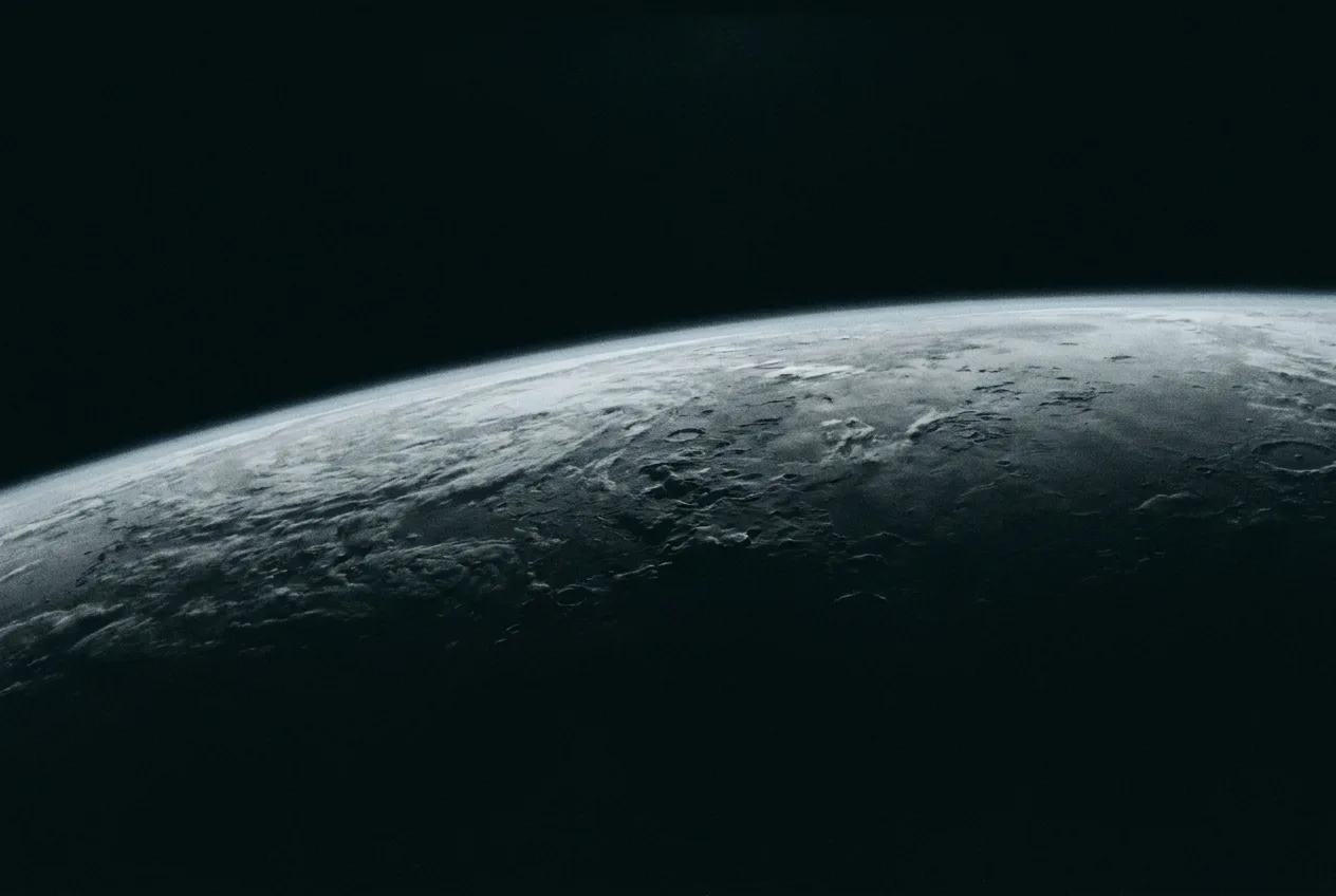 A planet limb lit from behind
